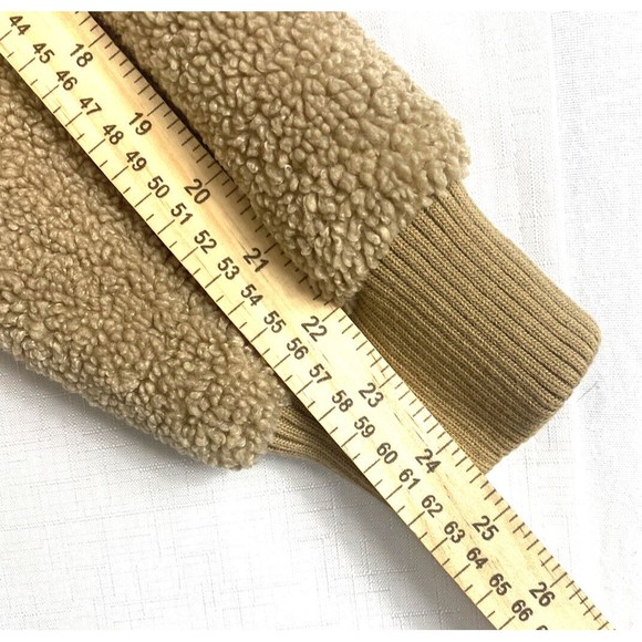 1 Madison Expedition Teddy Jacket Coat Women’s Medium Hooded Full Zip Tan - Picture 11 of 12